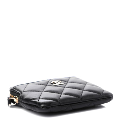 Chanel Lambskin Quilted Zip Card Holder Wallet Black 4 of 7