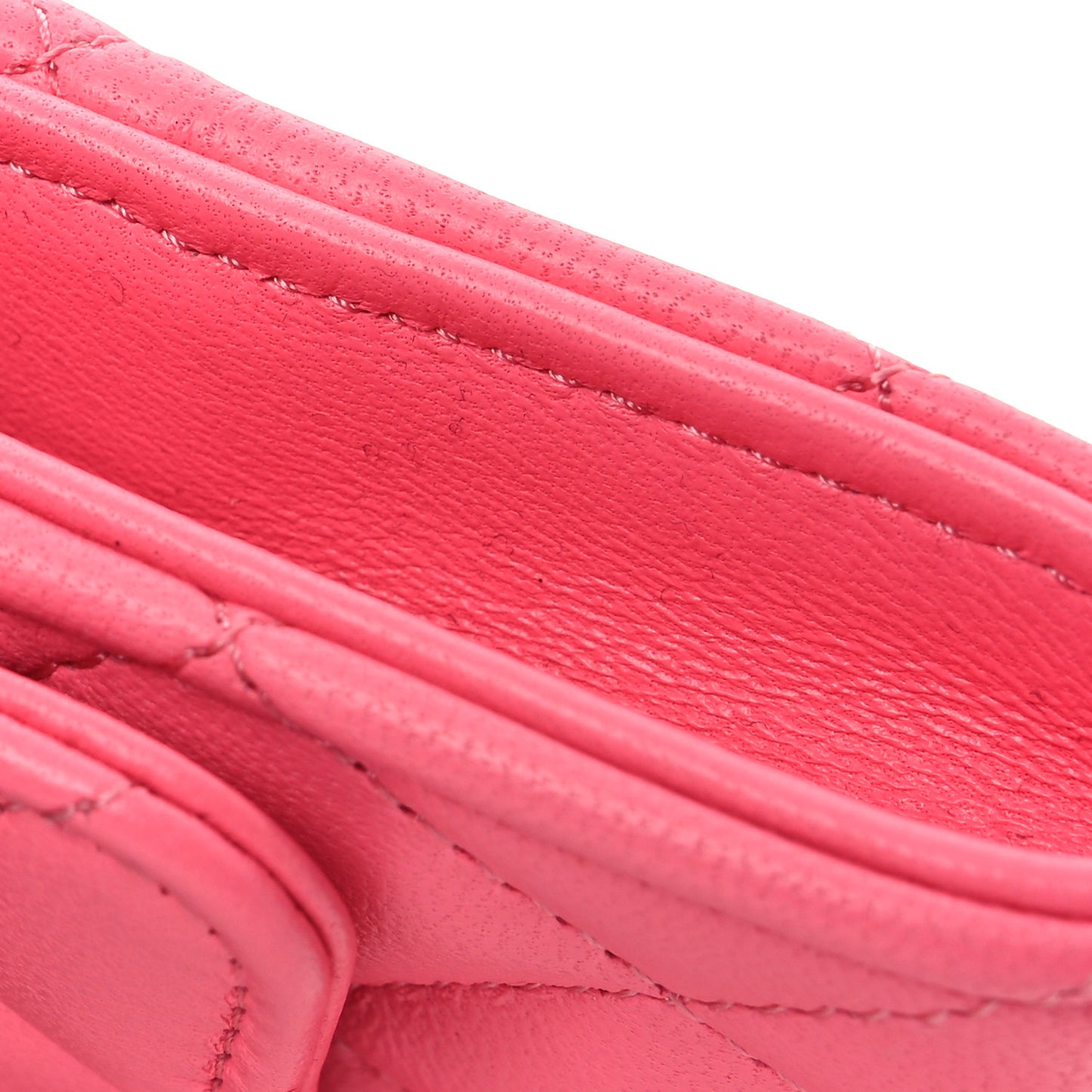 Lambskin Quilted Flap Card Holder Wallet Pink