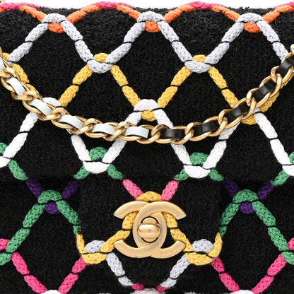 Chanel Tweed Diamond Threaded Mini Rectangular Pearl Crush Flap Black Multicolor 8 of 12