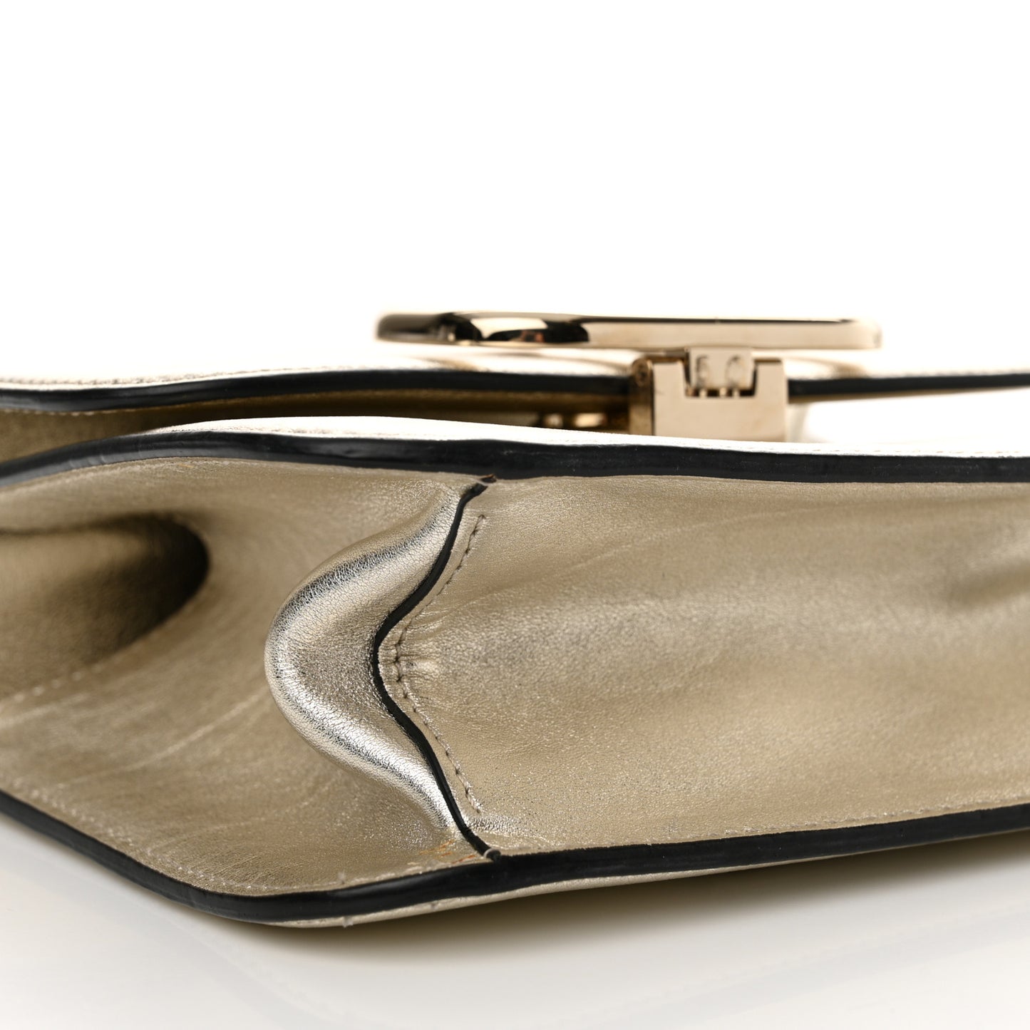 Metallic Calfskin Small VSling Shoulder Bag Gold