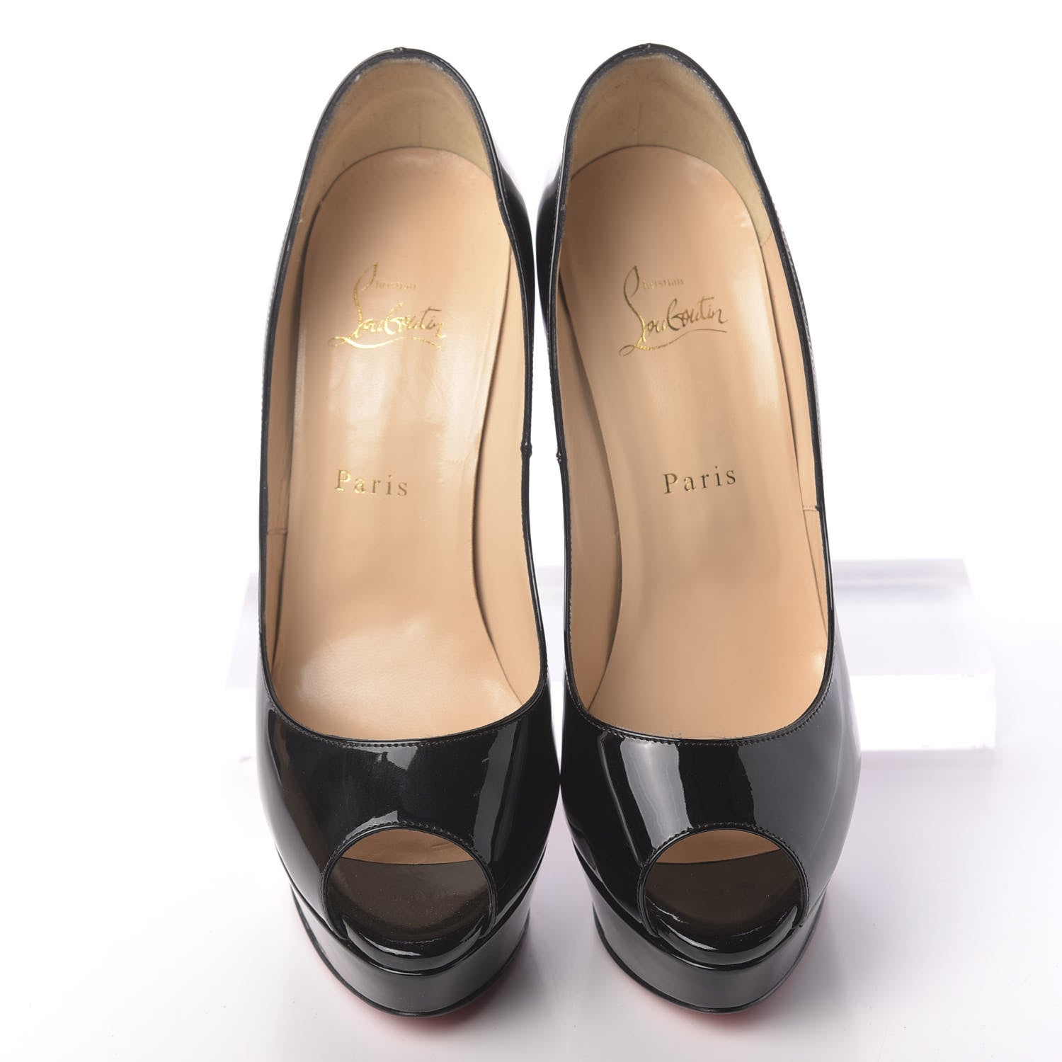 Christian Louboutin Patent Lady Peep 150 Pumps 40 Black 5 of 9