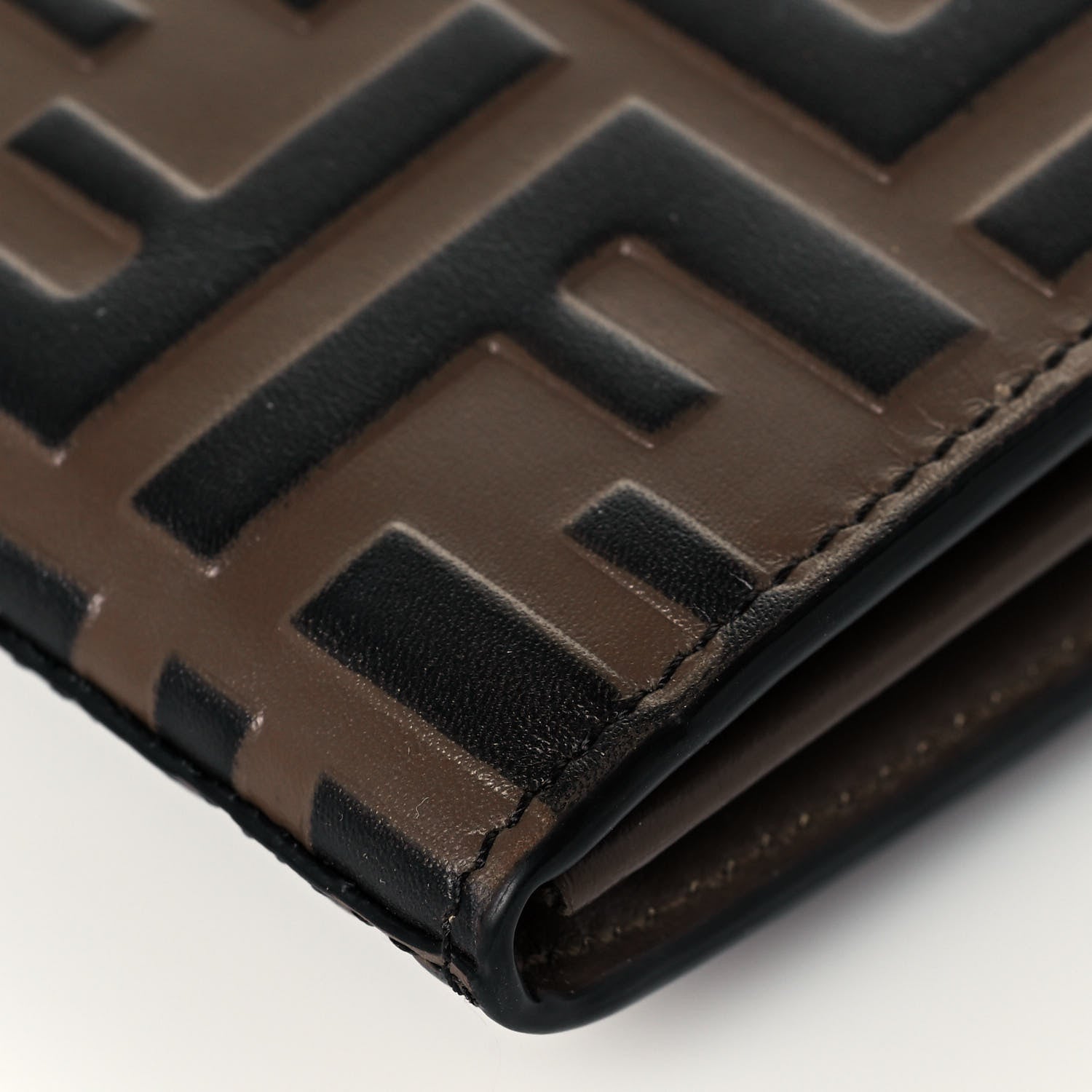 Fendi Vitello Soft F is Fendi Bi-Color FF 1974 Embossed Continental Envelope Wallet On Chain Maya Black 12 of 14