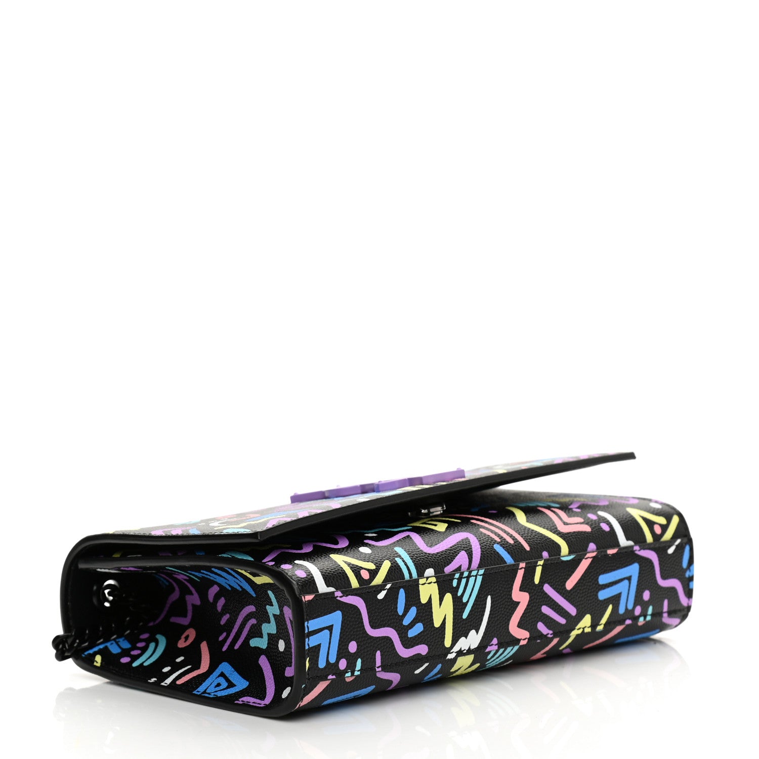 Saint Laurent Grain De Poudre Small Monogram Graphic Print Kate Satchel Black 4 of 10