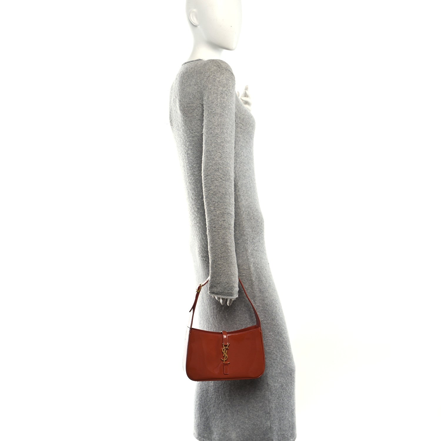 Saint Laurent Patent Le 5 A 7 Hobo Mild Rose 2 of 10