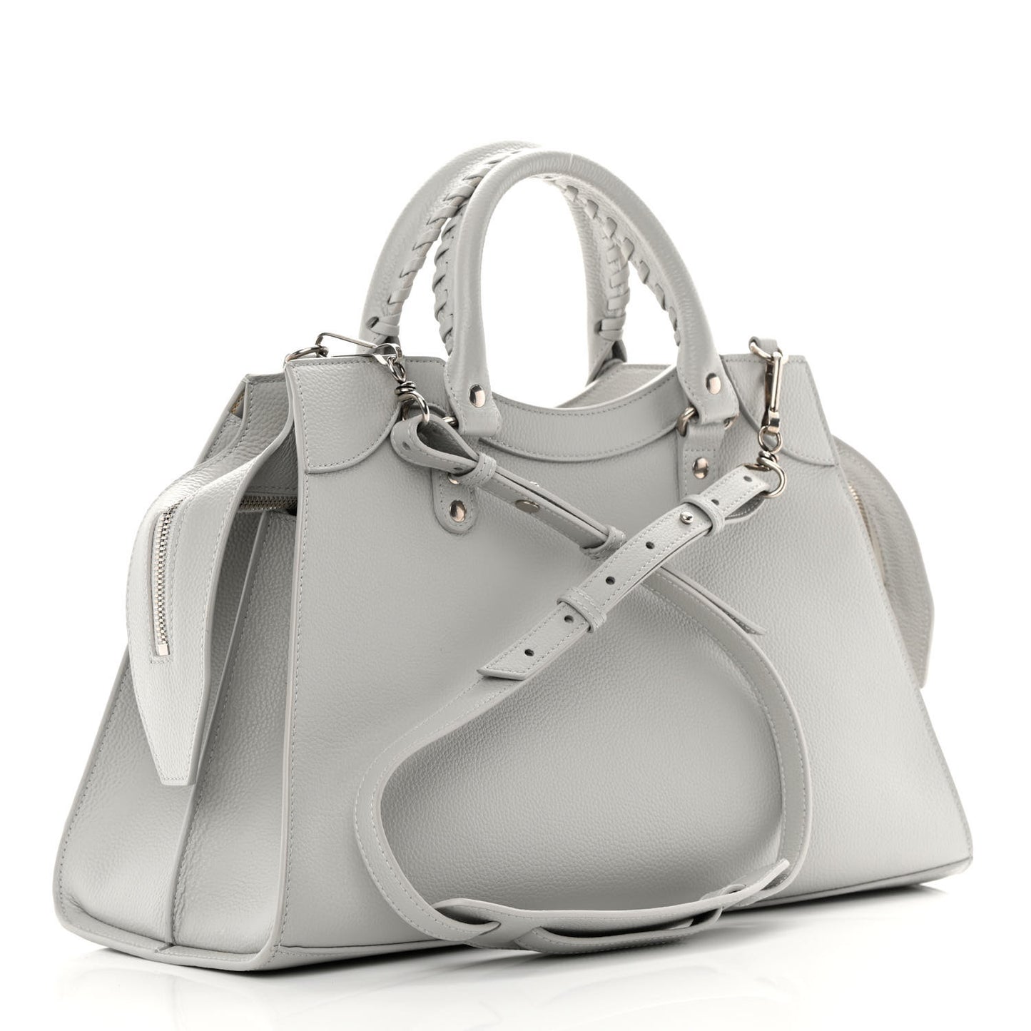 Grained Calfskin Silver Hardware Neo Classic City Light Grey