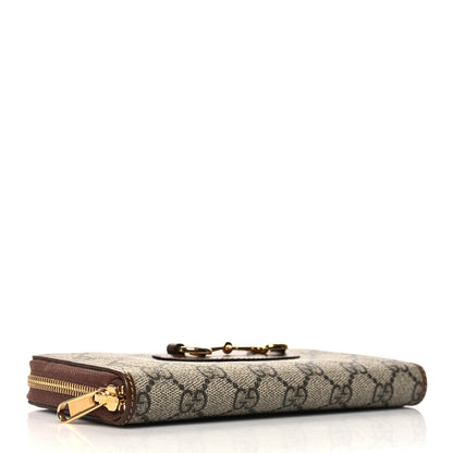 Gucci GG Supreme Monogram Azalea Calfskin Horsebit 1955 Zip Around Wallet Beige Ebony Brown Sugar 4 of 8