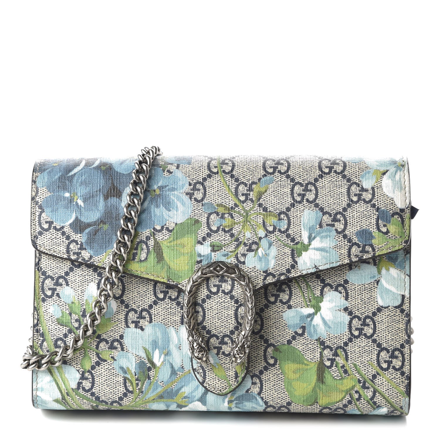 Gucci GG Supreme Monogram Blooms Mini Dionysus Chain Wallet Beige Blue Navy Vintage Blue 1 of 10