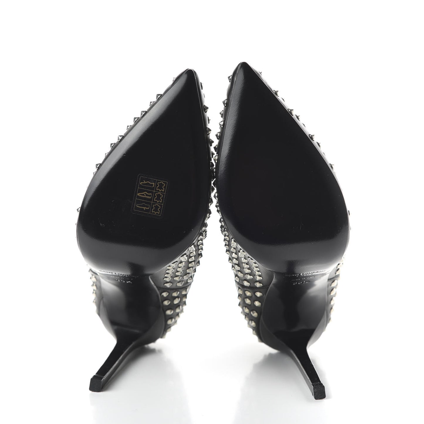 Calfskin Studded Ankle Booties 35.5 Black
