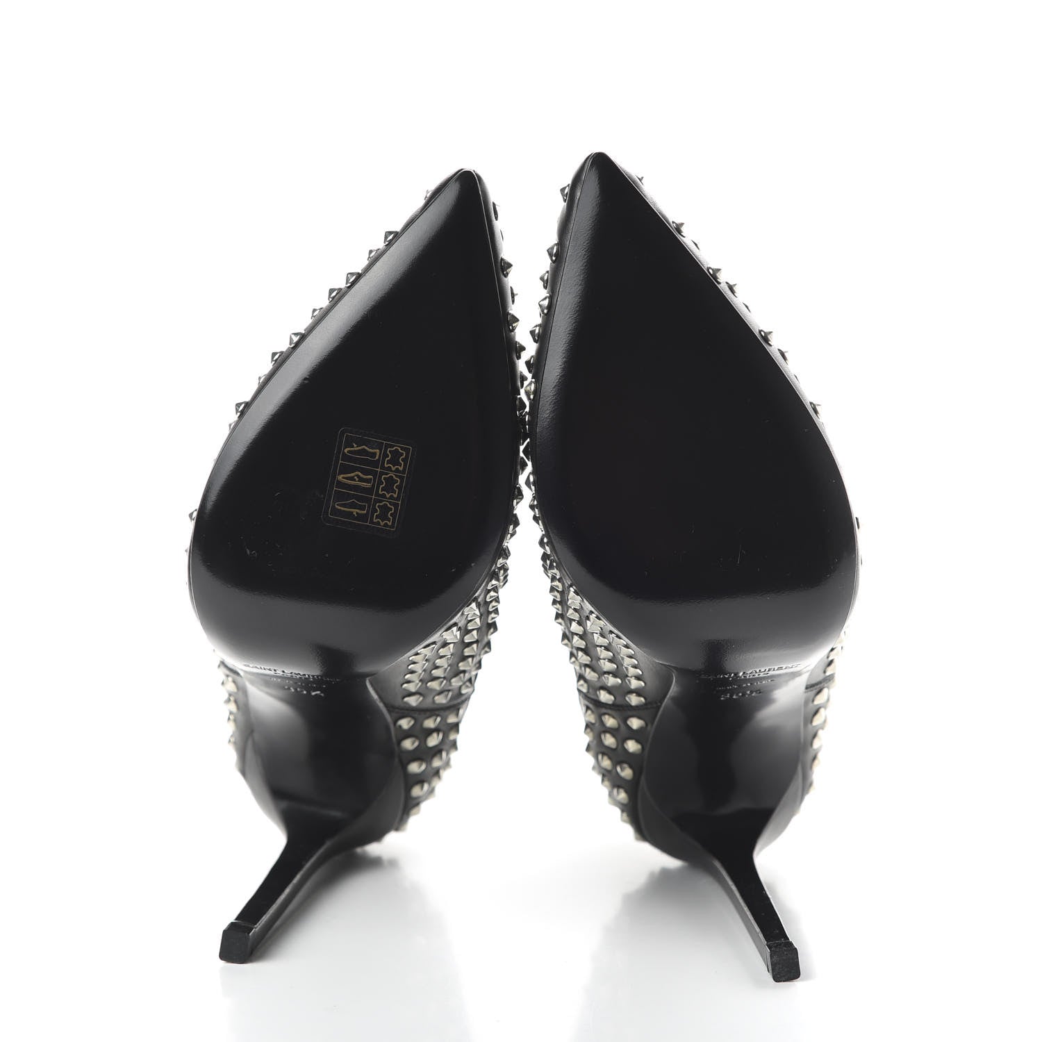 Saint Laurent Calfskin Studded Ankle Booties 35.5 Black 5 of 8