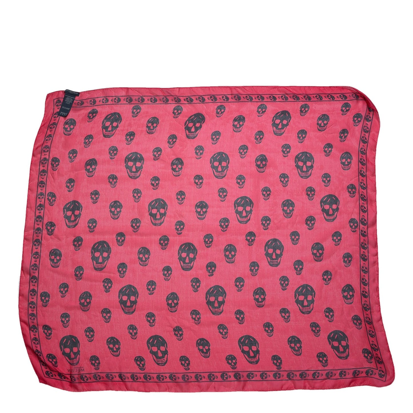 Silk Chiffon Skull Scarf Pink Black