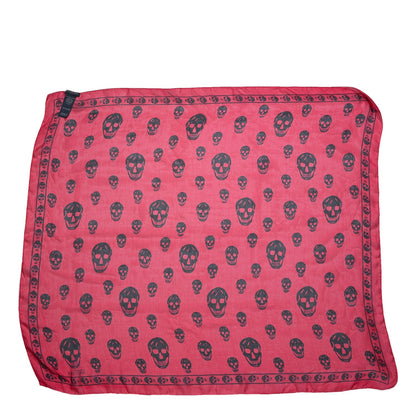 Alexander McQueen Silk Chiffon Skull Scarf Pink Black 4 of 12