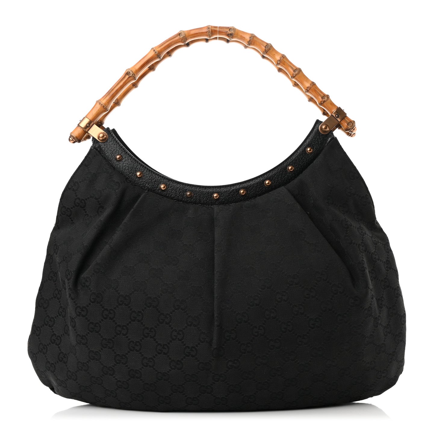 Monogram Bamboo Top Handle Shoulder Bag Black