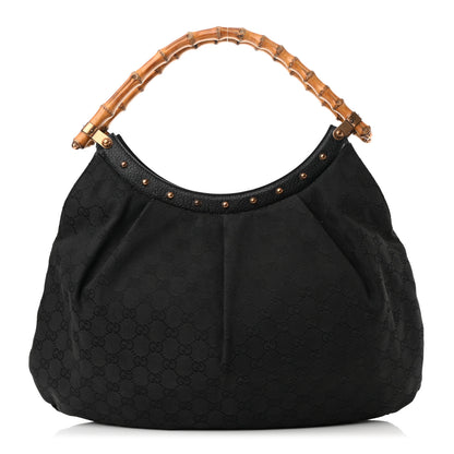 Gucci Monogram Bamboo Top Handle Shoulder Bag Black 1 of 13