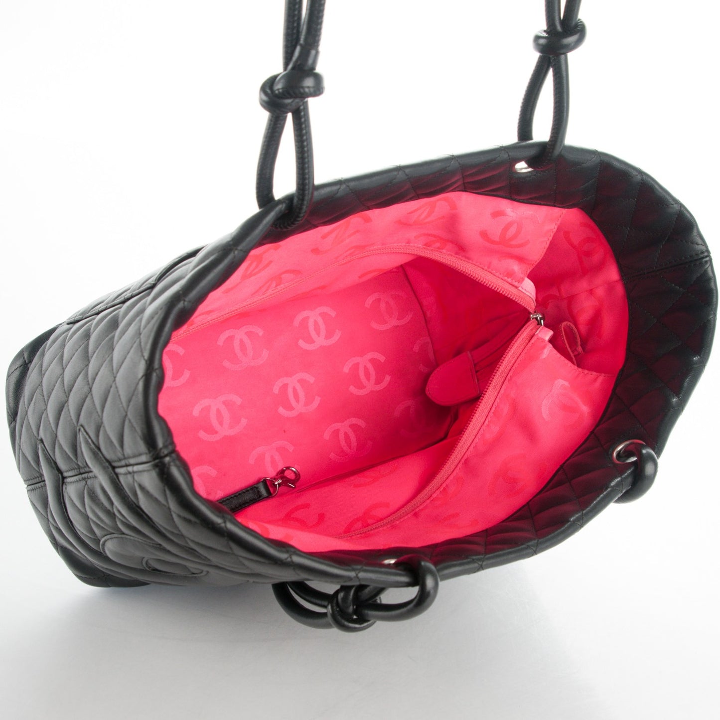 Calfskin Quilted Large Cambon Tote Black