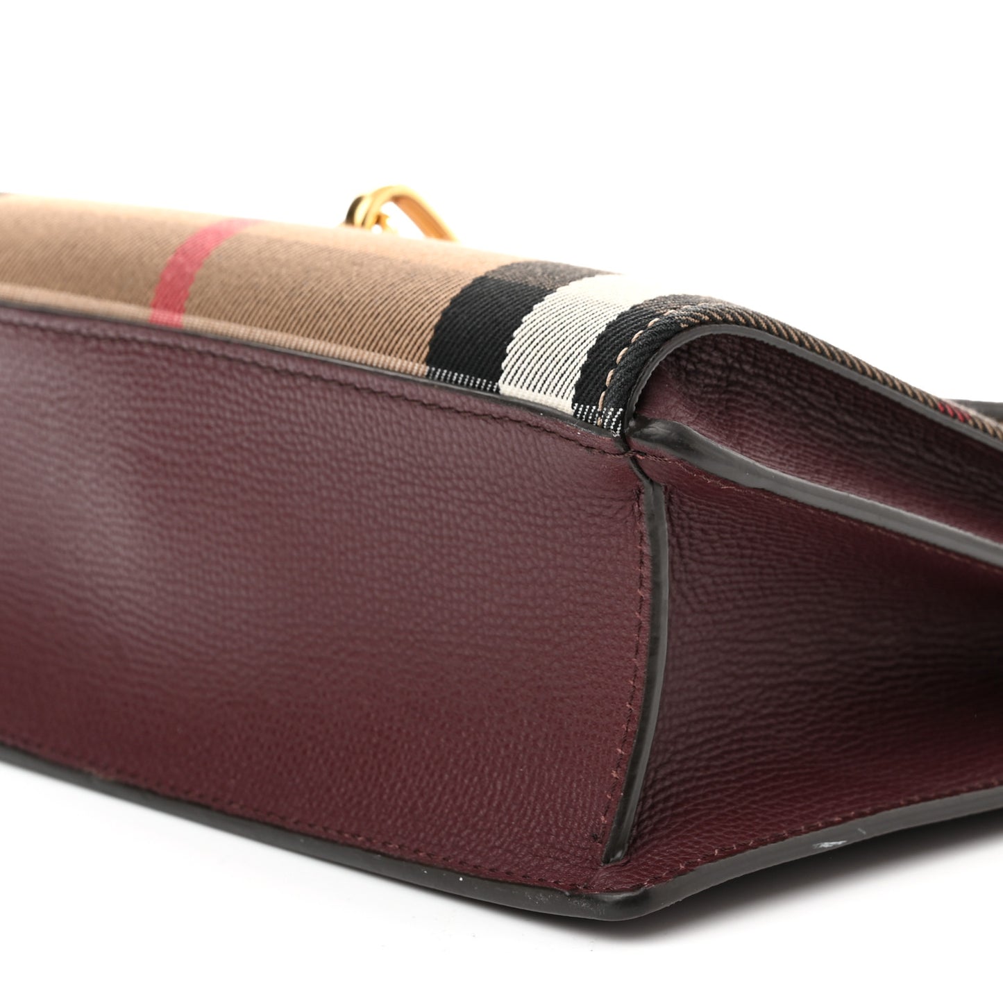 Derby Calfskin House Check Small Macken Crossbody Bag Mahogany Red