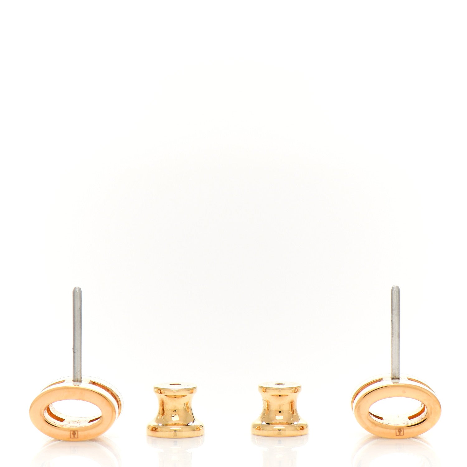 Hermes Rose Gold Lacquered Mini Pop H Earrings White 5 of 5