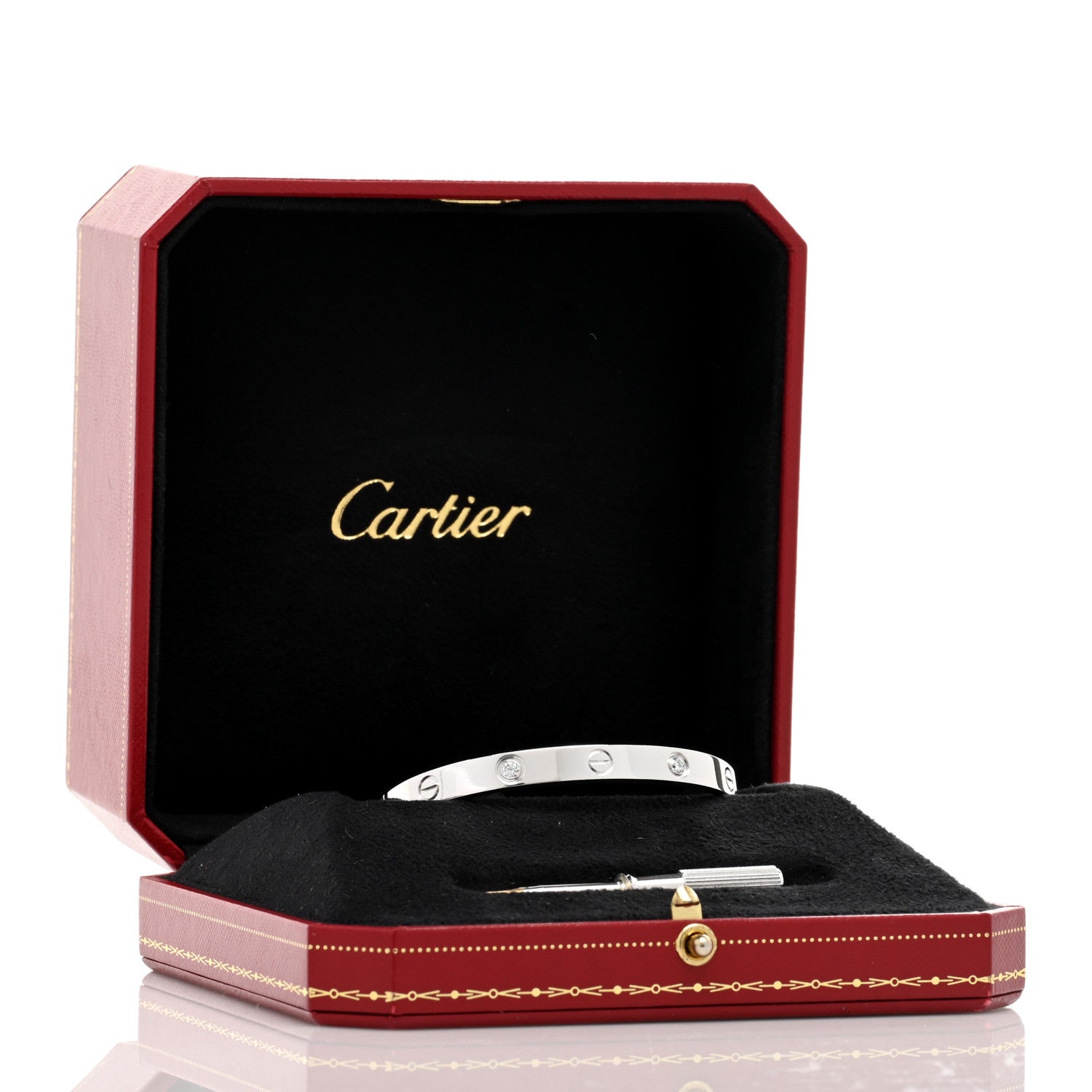 Cartier 18K White Gold 4 Diamond LOVE Bracelet 17 5 of 5