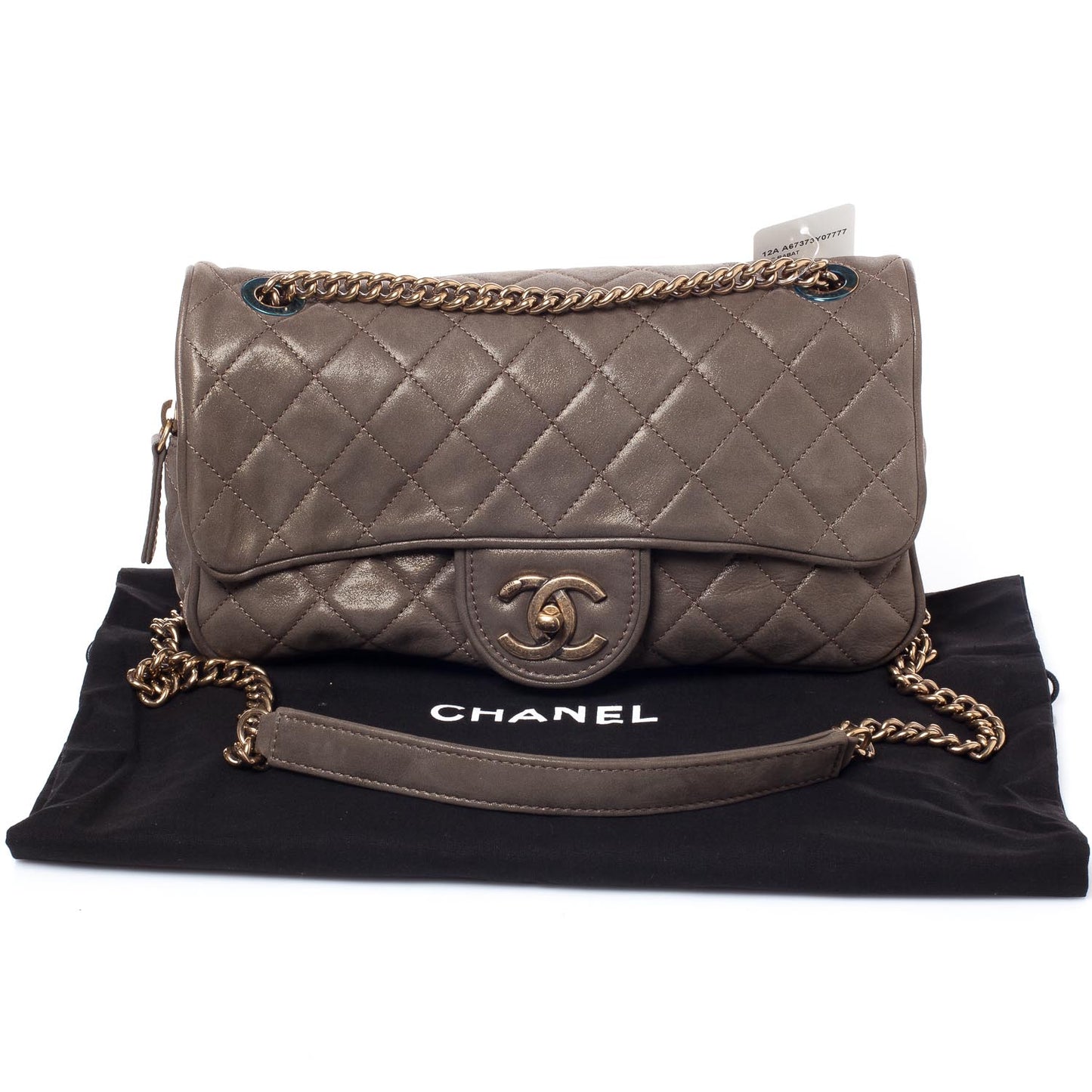 Iridescent Calfskin Small Shiva Flap Khaki