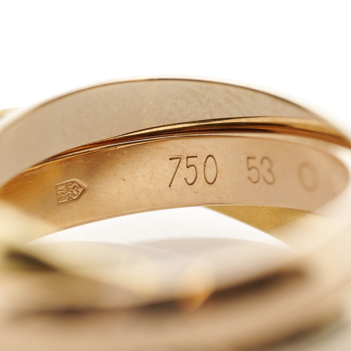 18K Pink Yellow White Gold Classic Les Must De Cartier Trinity Ring 53 6.25