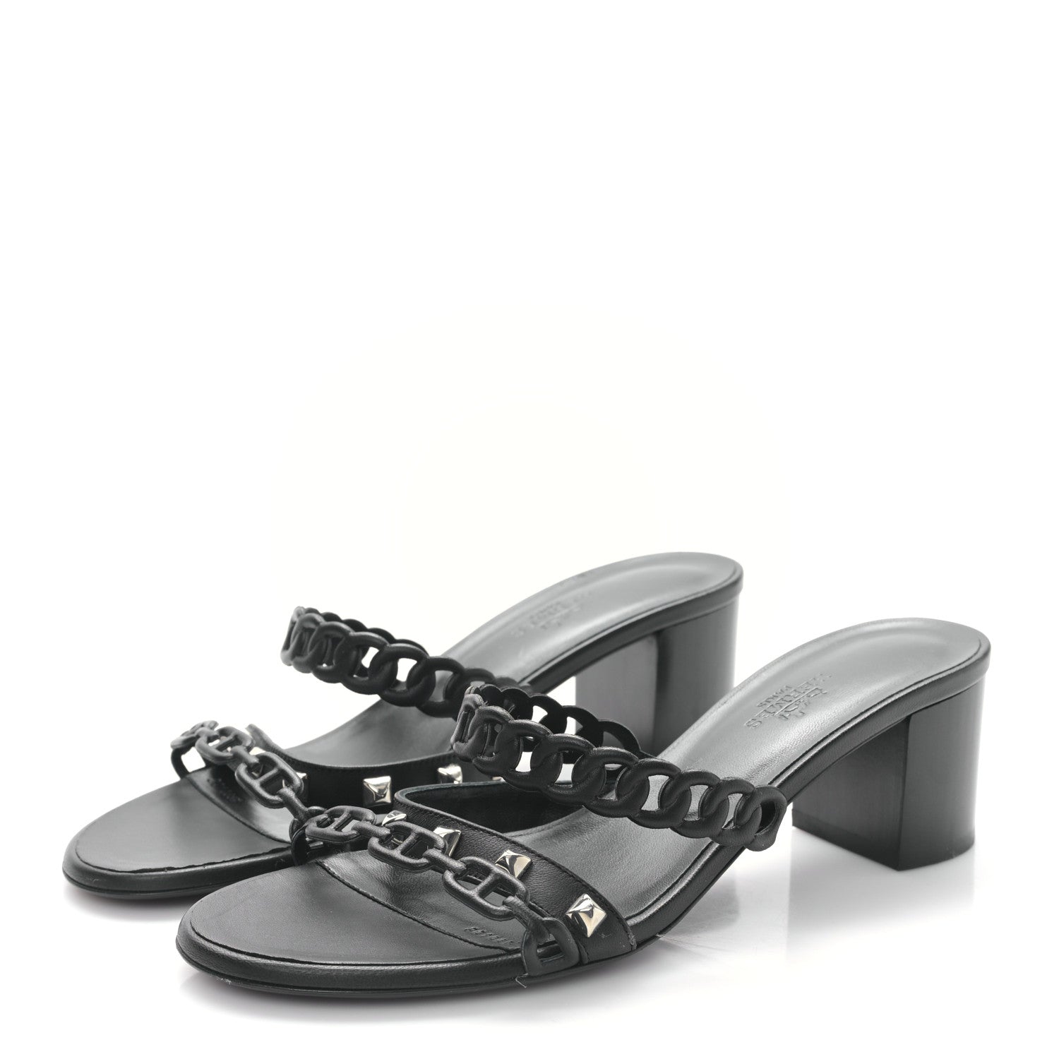Hermes Nappa Ajaccio Sandals 37.5 Black 3 of 8