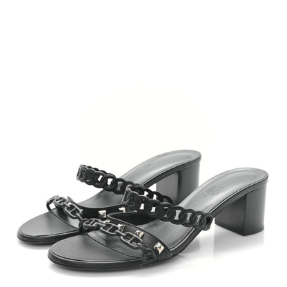 Hermes Nappa Ajaccio Sandals 37.5 Black 3 of 8