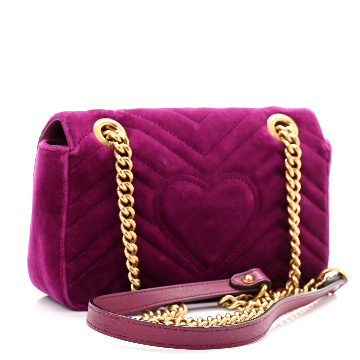 Velvet Matelasse Embroidered Mini GG Marmont Shoulder Bag Bordeaux