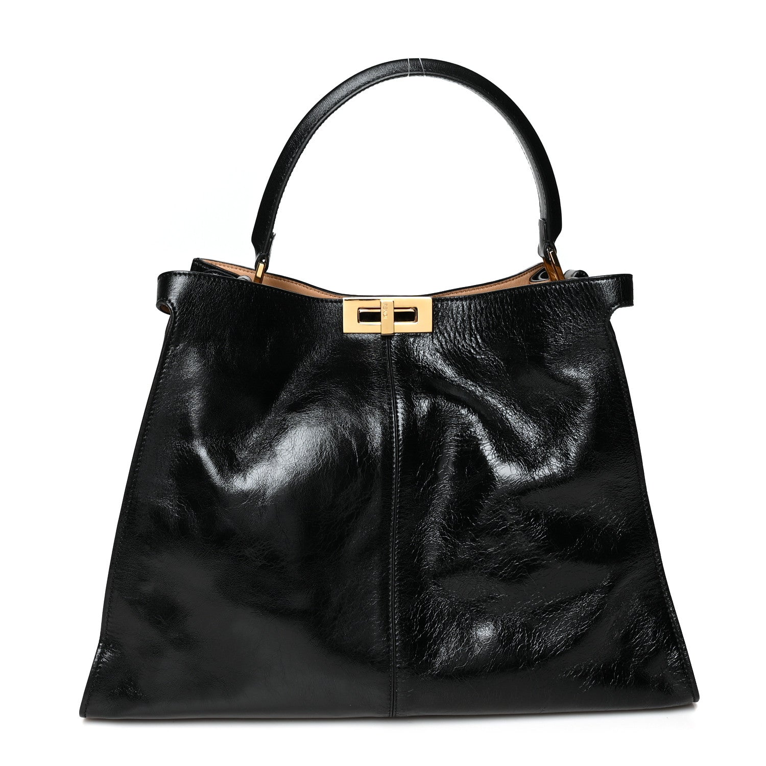 Fendi Patent Mink Fur Large Peekaboo X-Lite Black 1 of 13