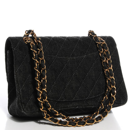 Chanel Denim Quilted Small Double Flap Bag Black 3 of 9
