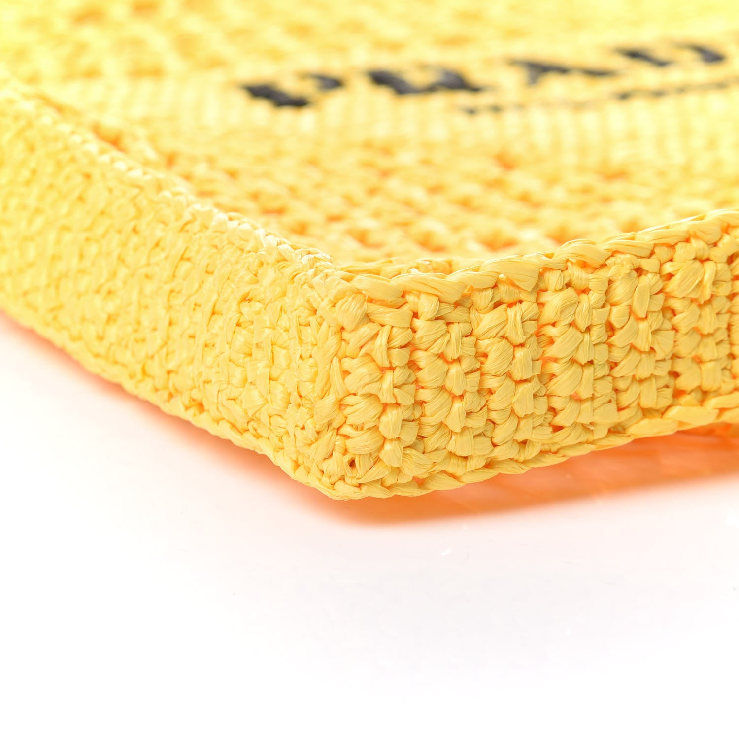 Prada Yarn Raffia Effect Crochet Logo Embroidered Tote Bag Giallo 10 of 11