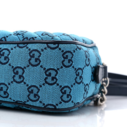 Gucci Monogram Multicolor Matelasse Diagonal Small GG Marmont Chain Shoulder Bag Light Blue 10 of 10