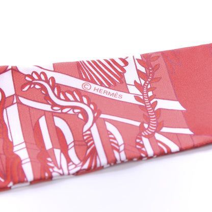 Hermes Silk Animapolis Twilly Rouge White 4 of 4