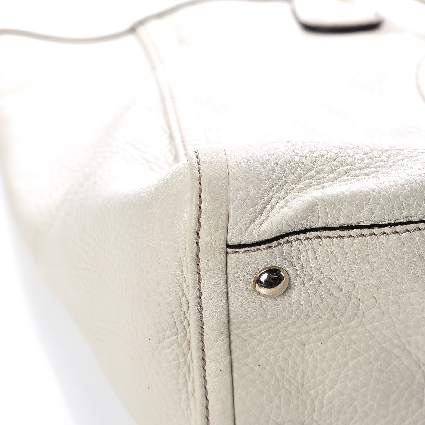 Pebbled Calfskin Large Soho Top Handle Bag Off White