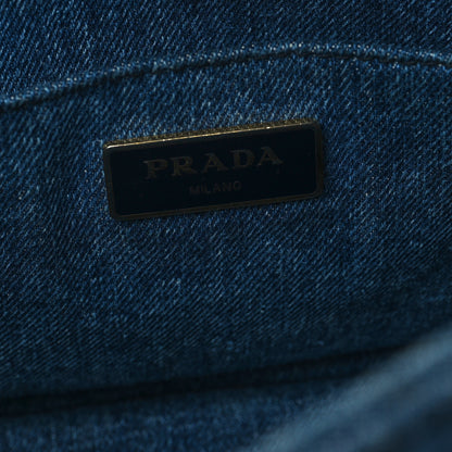 Prada Denim Small Logo Tote Bleu 6 of 10