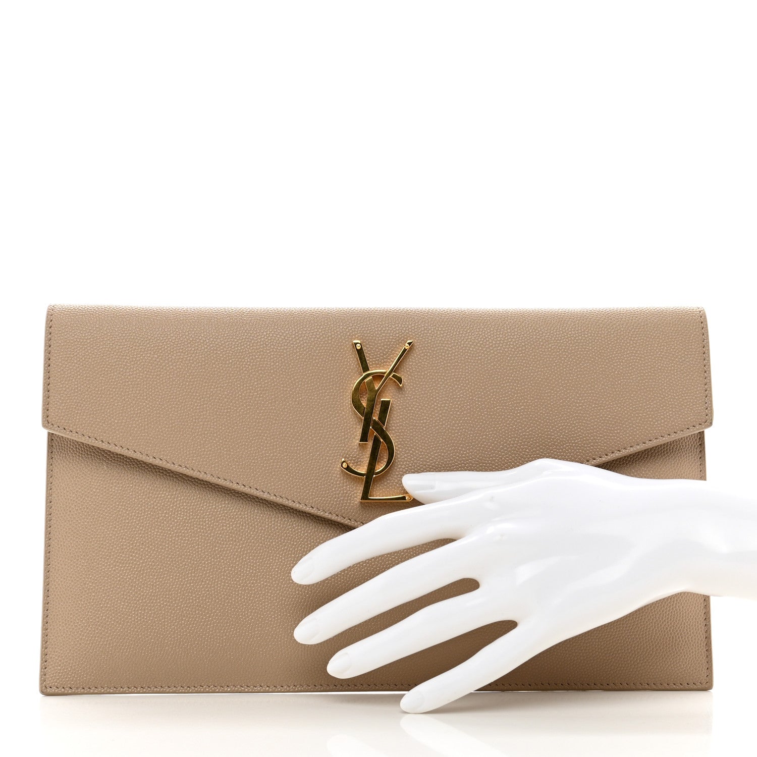 Saint Laurent Grain De Poudre Uptown Pouch Dark Beige 2 of 9
