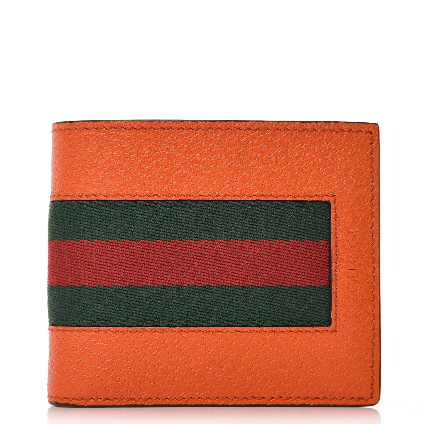 Grained Cinghiale Web Bi-Fold Wallet Orange