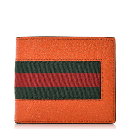 Gucci Grained Cinghiale Web Bi-Fold Wallet Orange 1 of 12