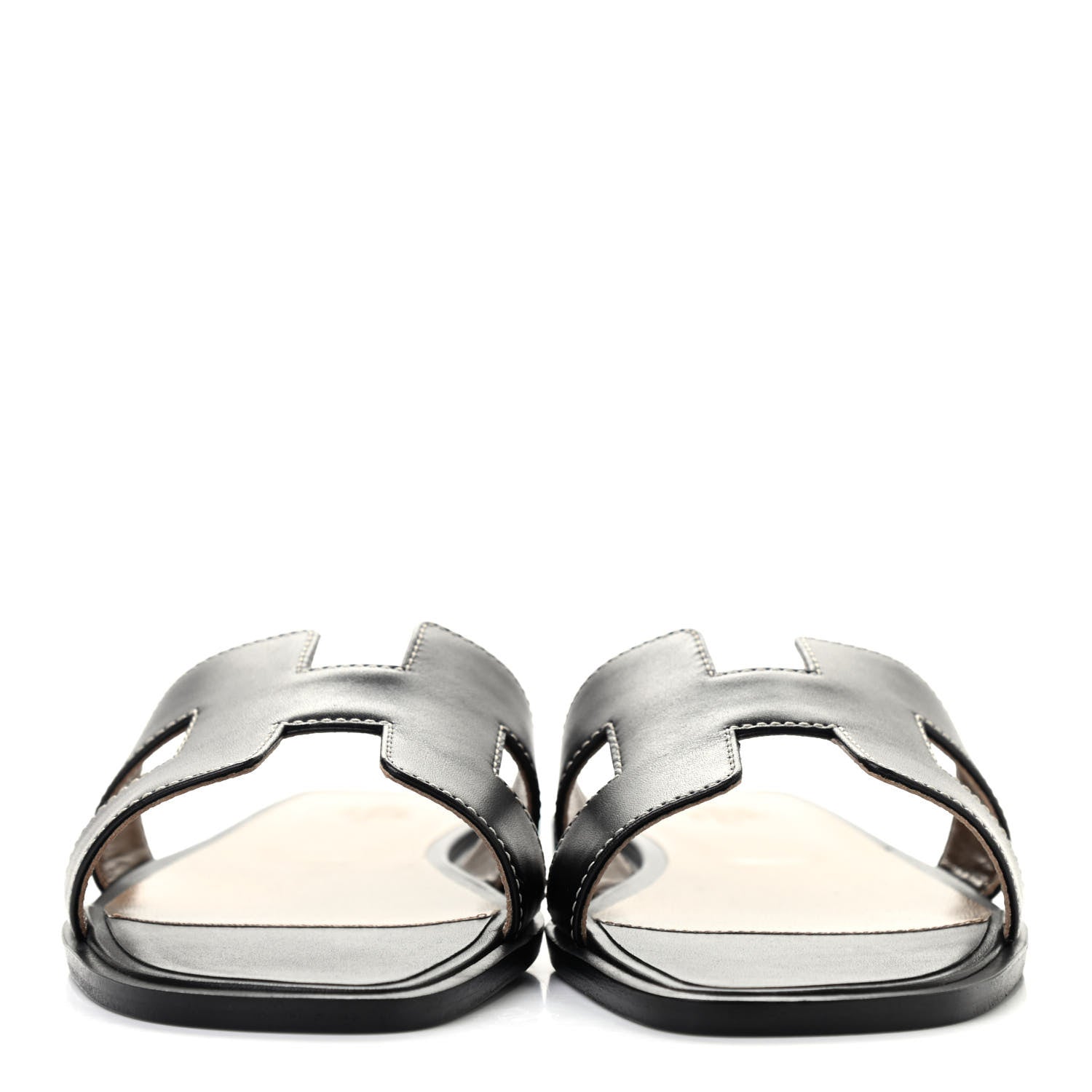 Hermes Box Calfskin Oran Sandals 39 Black 2 of 8