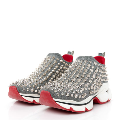 Christian Louboutin Neo Lame Spike Sock Donna Flat Sneakers 36 Snow Silver 3 of 9