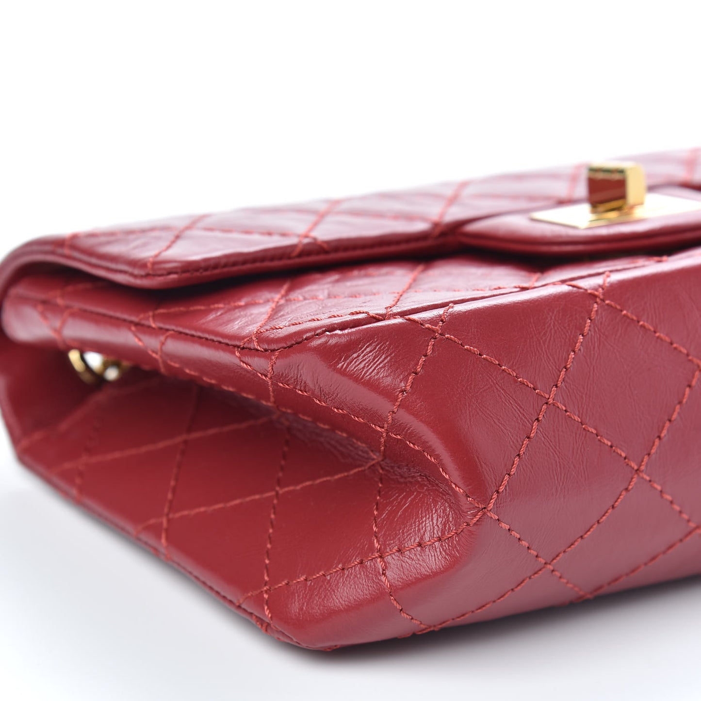 Aged Calfskin Quilted 2.55 Reissue Mini Flap Red