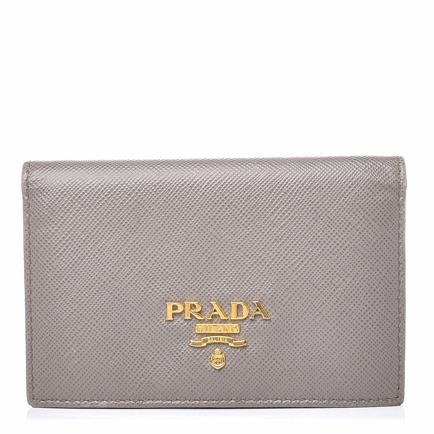 Saffiano Metal Bi-Fold Card Holder Wallet Argilla