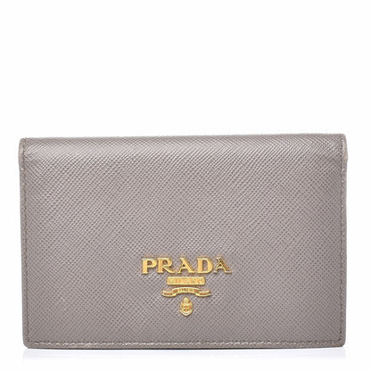 Prada Saffiano Metal Bi-Fold Card Holder Wallet Argilla 1 of 8