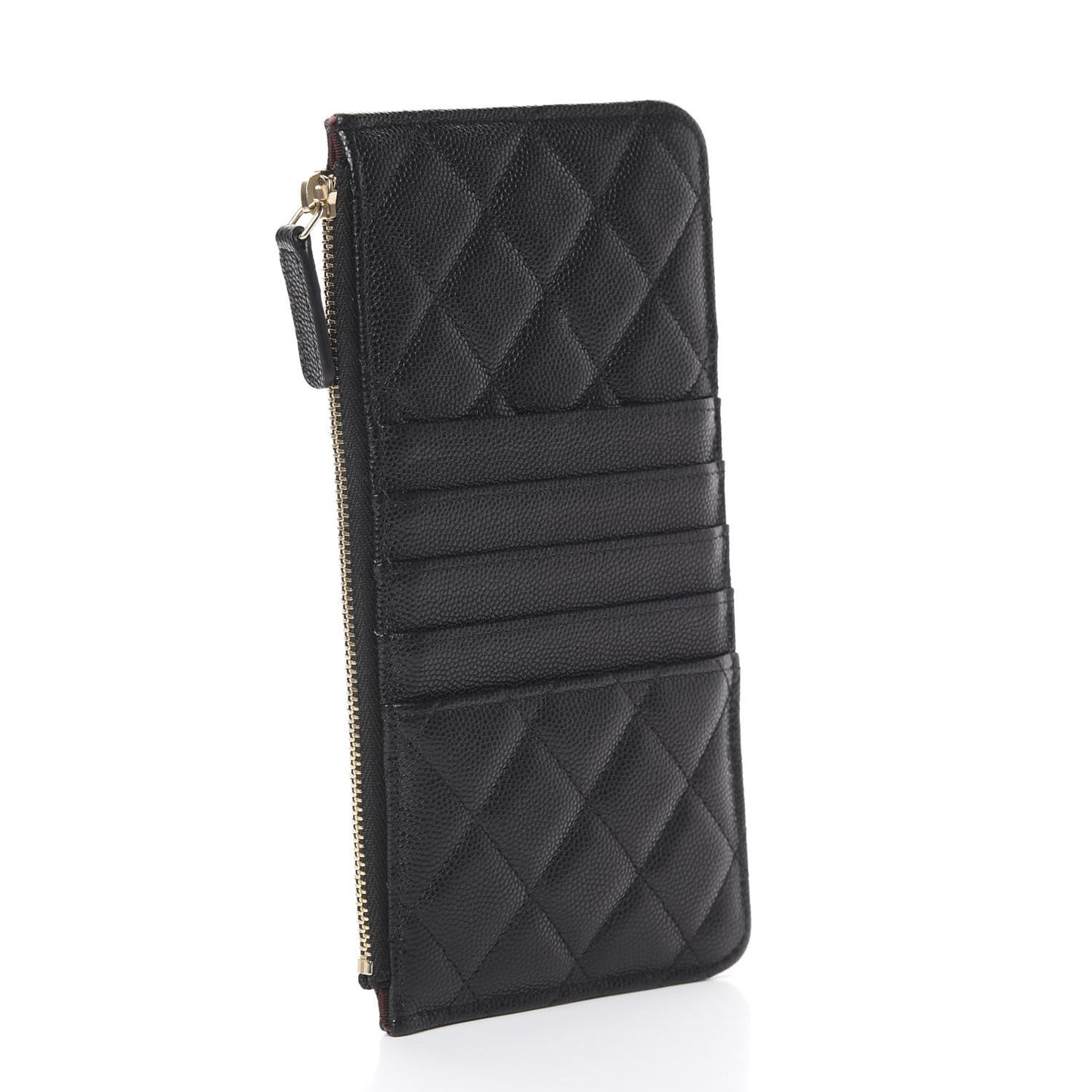 Caviar Quilted Classic Flat Wallet Pouch Black