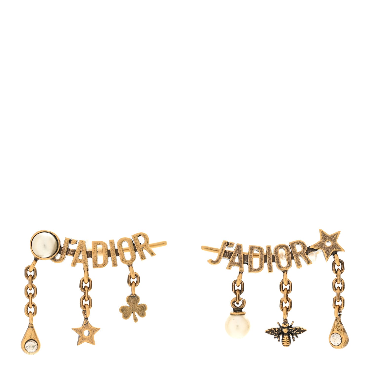 Christian Dior Pearl Crystal J'Adior Earrings Aged Gold 1 of 4