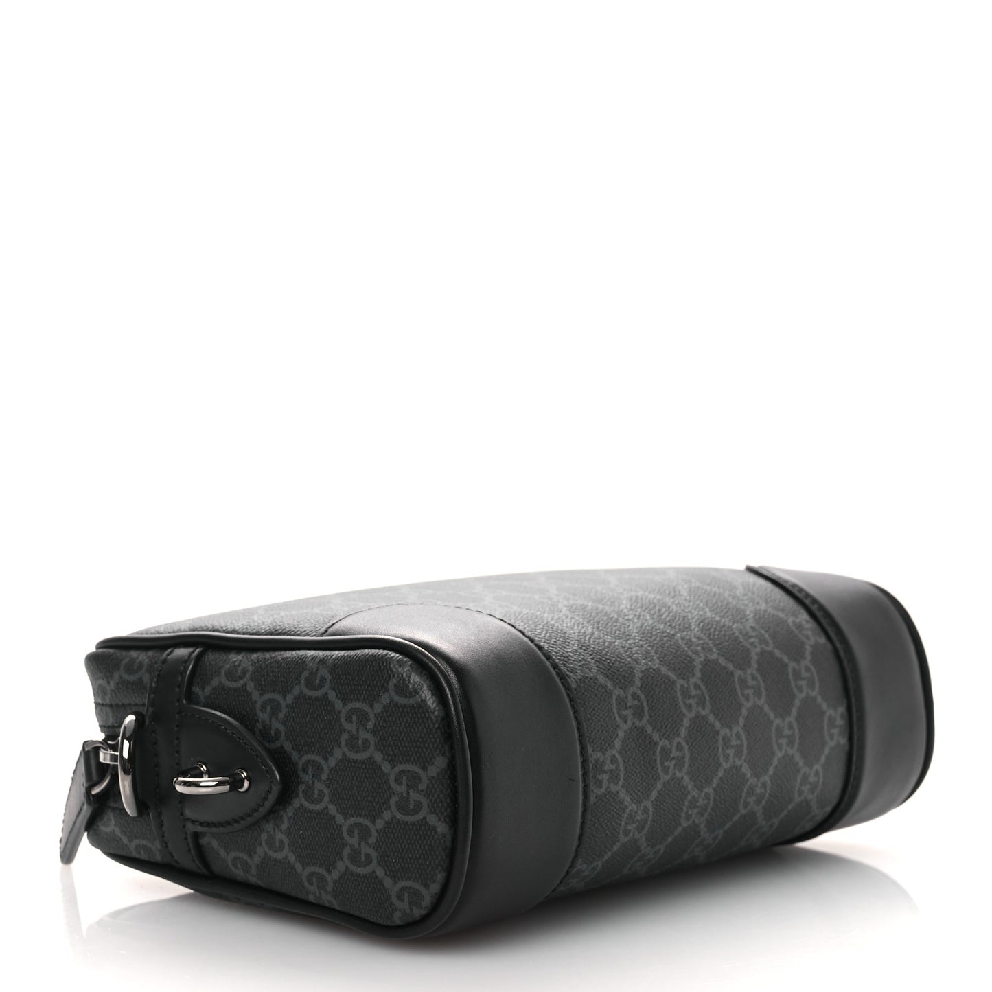 GG Supreme Monogram Textured Calfskin Emblem Small Crossbody Black