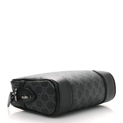 Gucci GG Supreme Monogram Textured Calfskin Emblem Small Crossbody Black 4 of 10