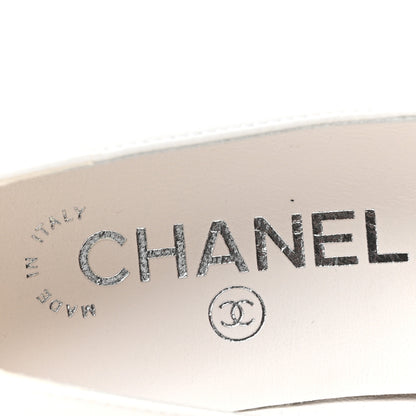 Chanel Shiny Lambskin Grosgrain Pearl Mary Janes Flats 36 White Black 8 of 10