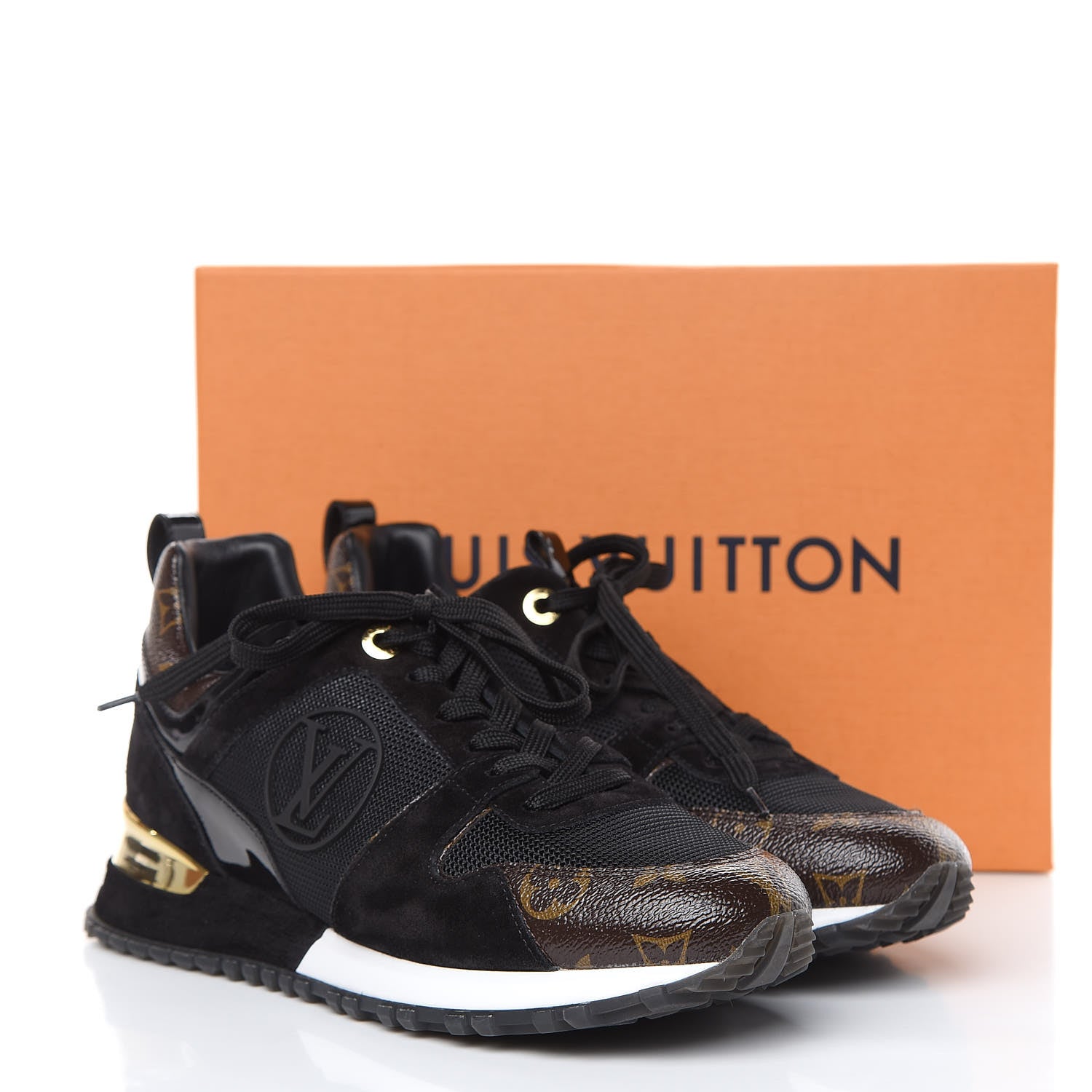 Louis Vuitton Suede Monogram Run Away Sneakers 38.5 Black 8 of 8