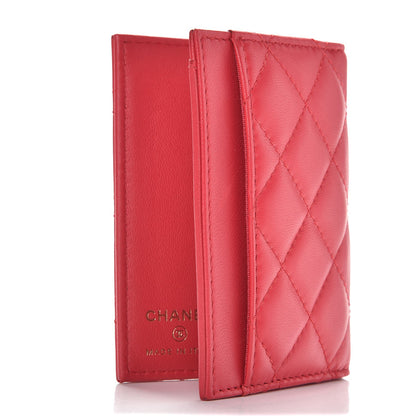 Chanel Lambskin Quilted Card Holder Wallet Dark Pink 3 of 8