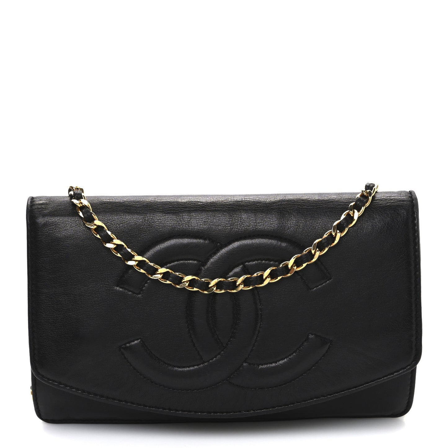 Lambskin Timeless CC Wallet On Chain WOC Black
