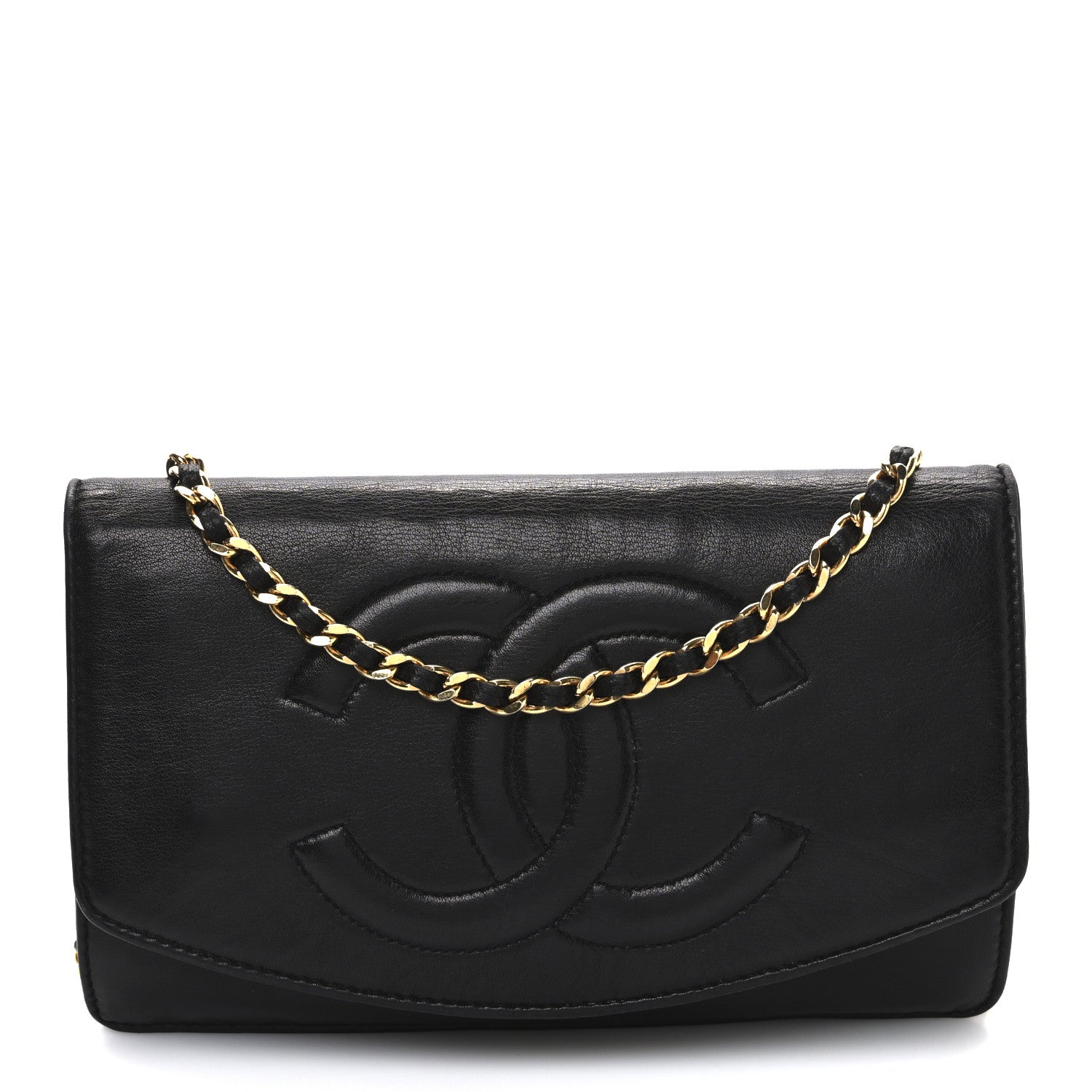 Chanel Lambskin Timeless CC Wallet On Chain WOC Black 1 of 11